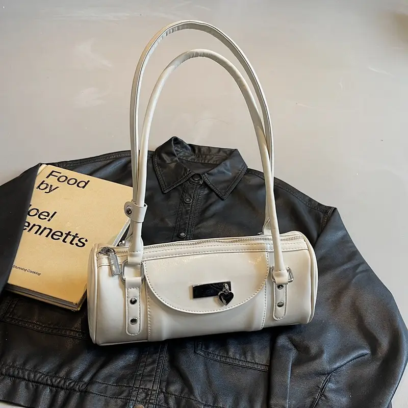 Women's White Cylindrical Shoulder Bag 2025