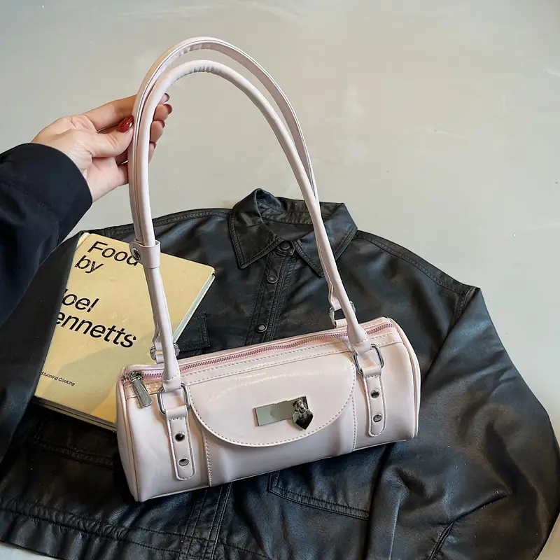 Women's White Cylindrical Shoulder Bag 2025