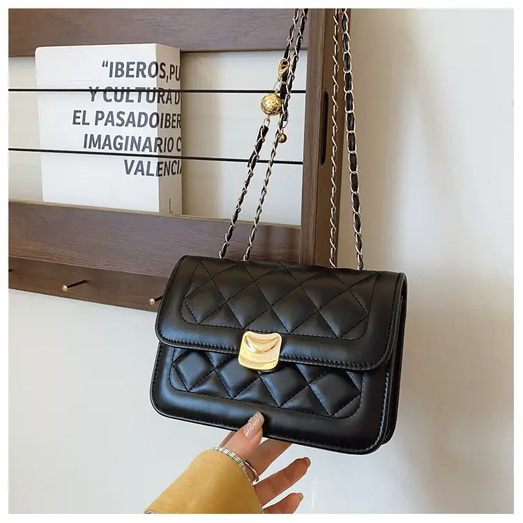 Black Quilted Chain Crossbody Bag for Women — feature 25
