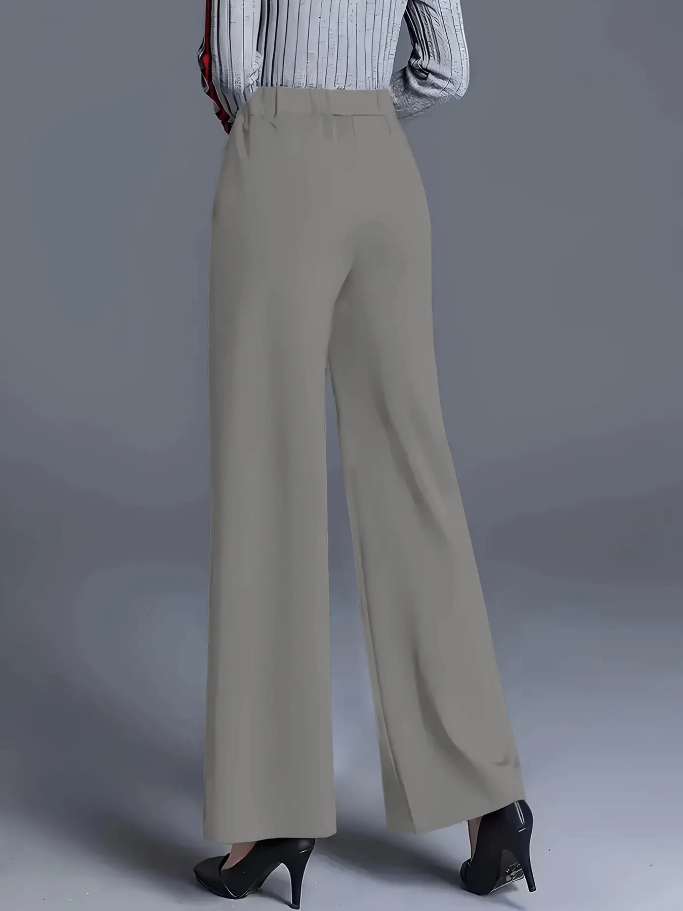 Women's Wide Leg High Waist Pants Grey Loose Slimming — feature 15