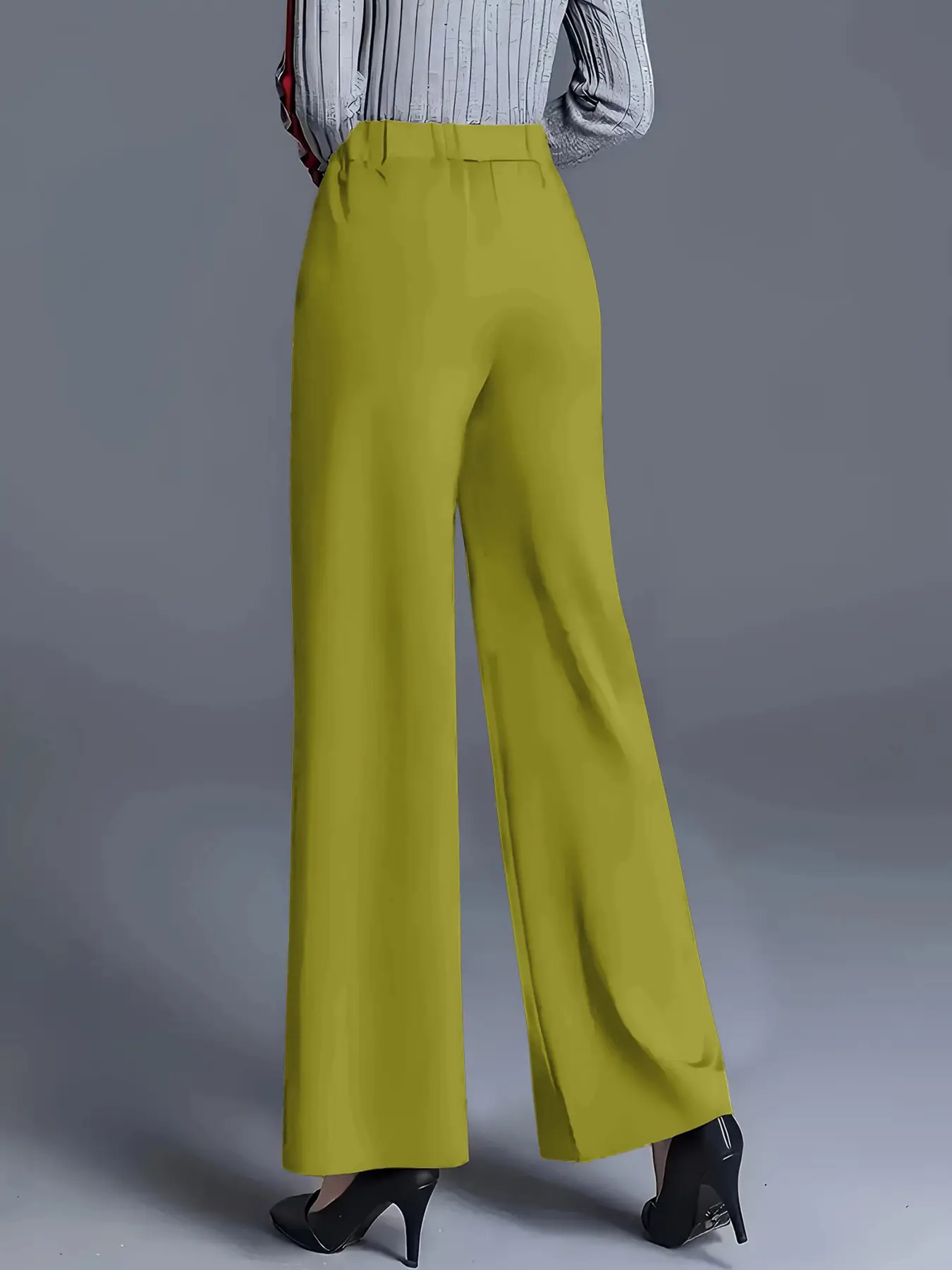 Women's Wide Leg High Waist Pants Grey Loose Slimming — feature 21