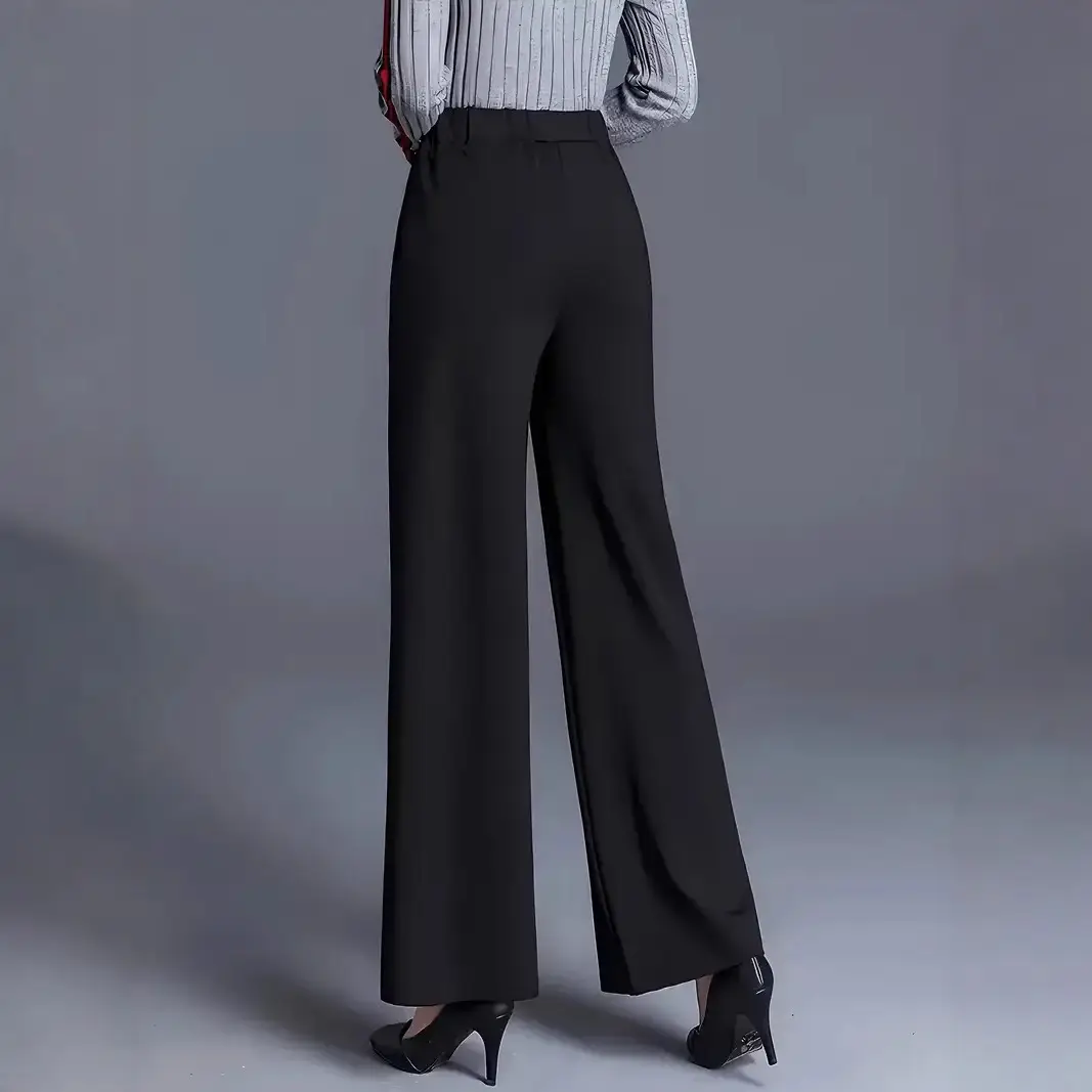 Women's Wide Leg High Waist Pants Grey Loose Slimming — feature 6