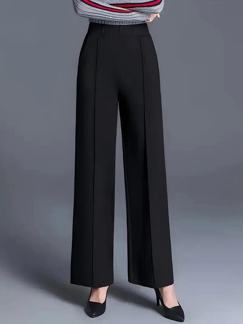 Women's Wide Leg High Waist Pants Grey Loose Slimming — feature 7
