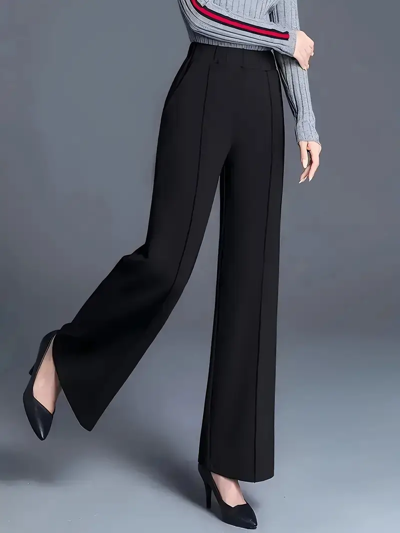 Women's Wide Leg High Waist Pants Grey Loose Slimming — feature 8