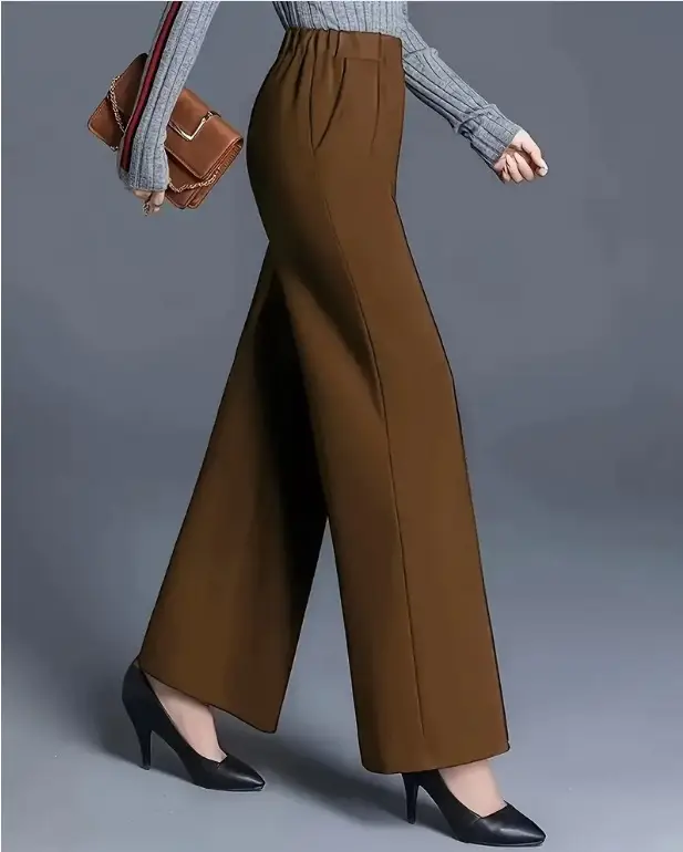 Women's Wide Leg High Waist Pants Grey Loose Slimming — feature 9