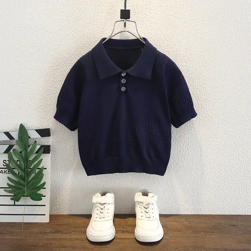 Boys Knitted Polo Shirt Summer Top 2026 - Image 3