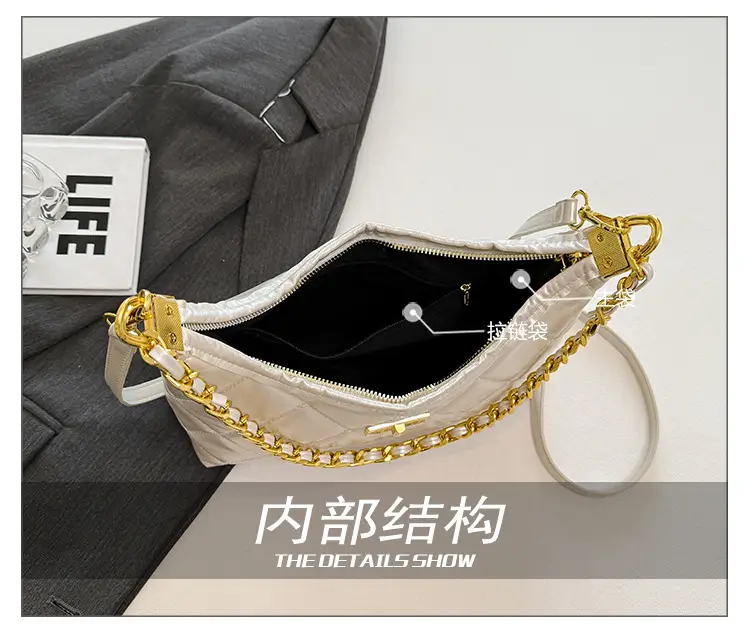 White Quilted Chain Shoulder Bag for Women — feature 10
