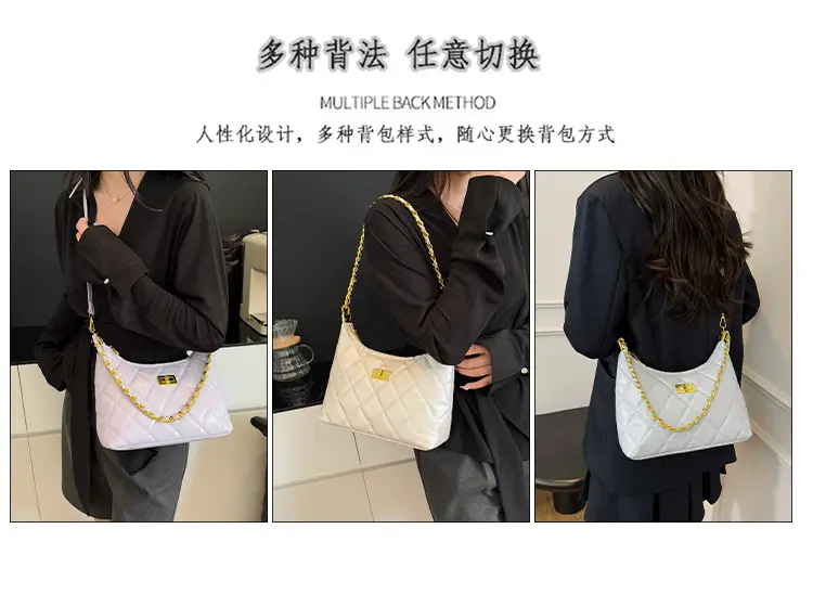 White Quilted Chain Shoulder Bag for Women — feature 13
