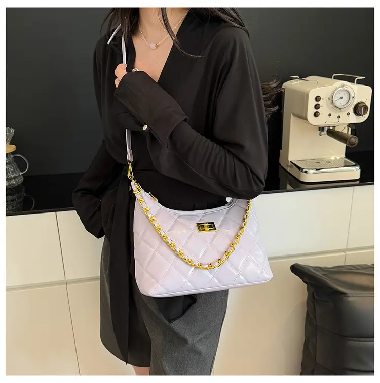 White Quilted Chain Shoulder Bag for Women — feature 16