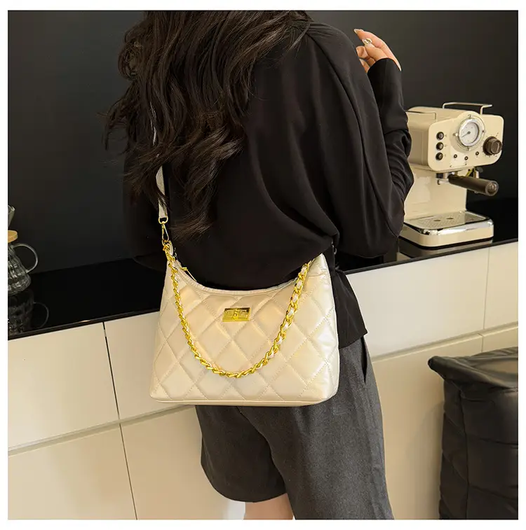 White Quilted Chain Shoulder Bag for Women — feature 22