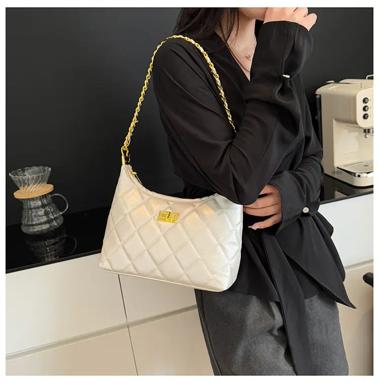 White Quilted Chain Shoulder Bag for Women — feature 24