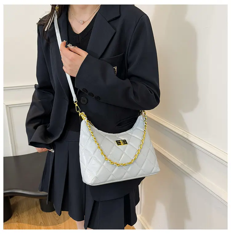 White Quilted Chain Shoulder Bag for Women — feature 26