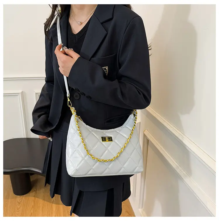 White Quilted Chain Shoulder Bag for Women — feature 27