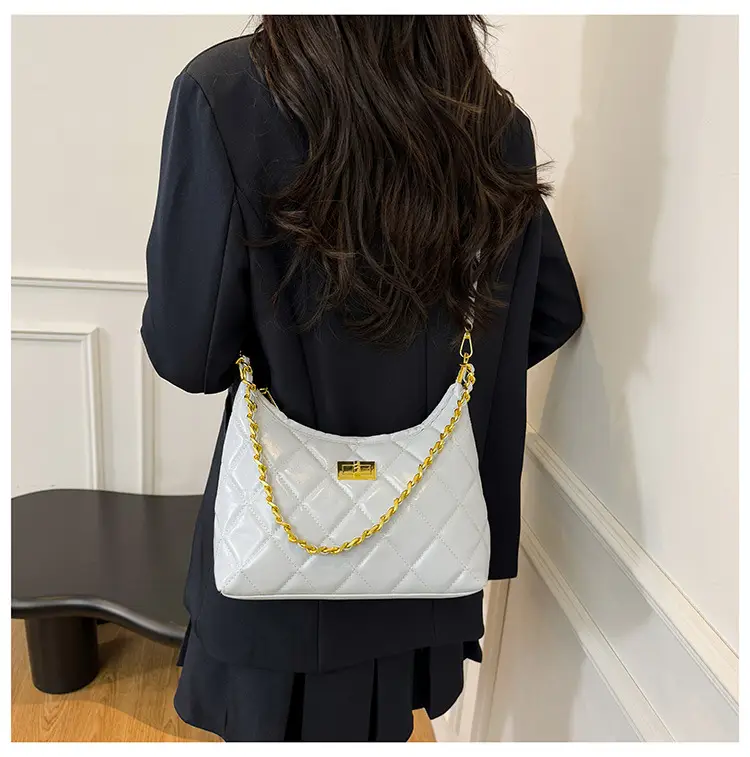 White Quilted Chain Shoulder Bag for Women — feature 29