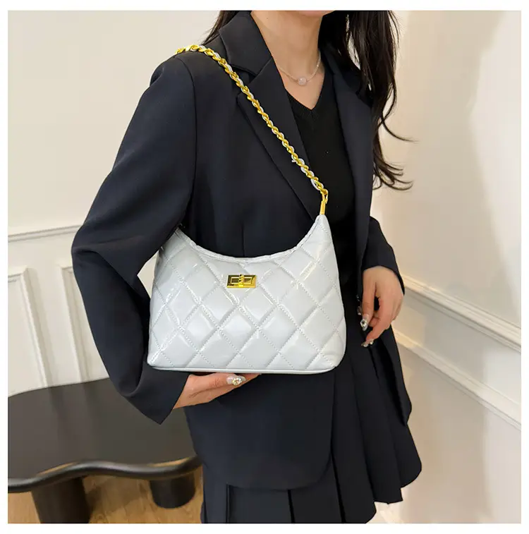 White Quilted Chain Shoulder Bag for Women — feature 30