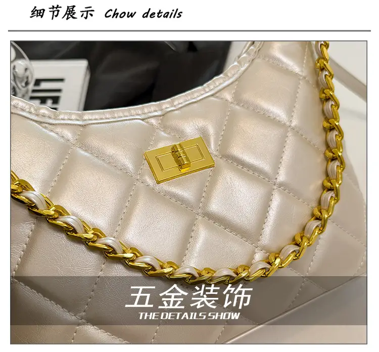 White Quilted Chain Shoulder Bag for Women — feature 4