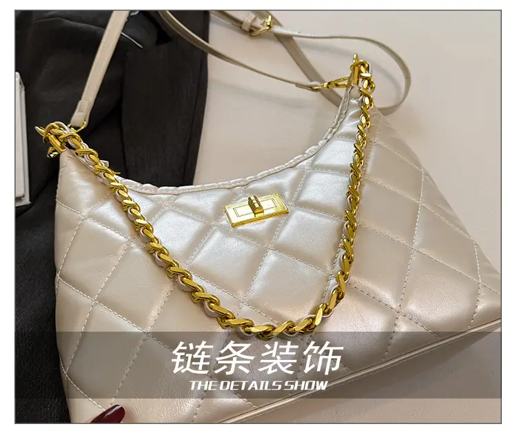 White Quilted Chain Shoulder Bag for Women — feature 5