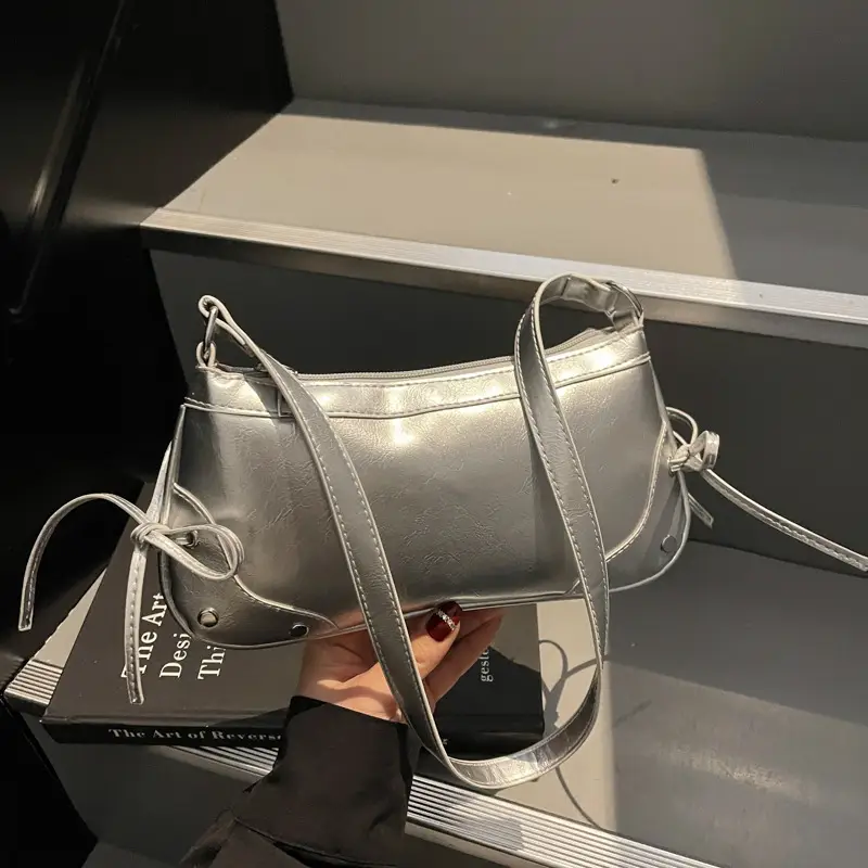 Silver Bow Underarm Bag Women 2025 New Style - Image 5