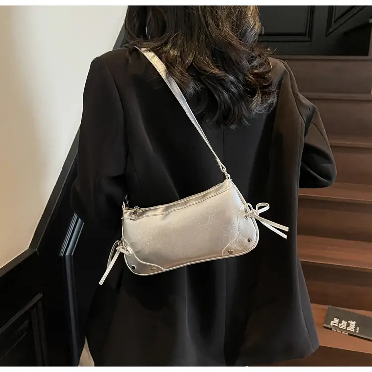Silver Bow Underarm Bag Women 2025 New Style — feature 9