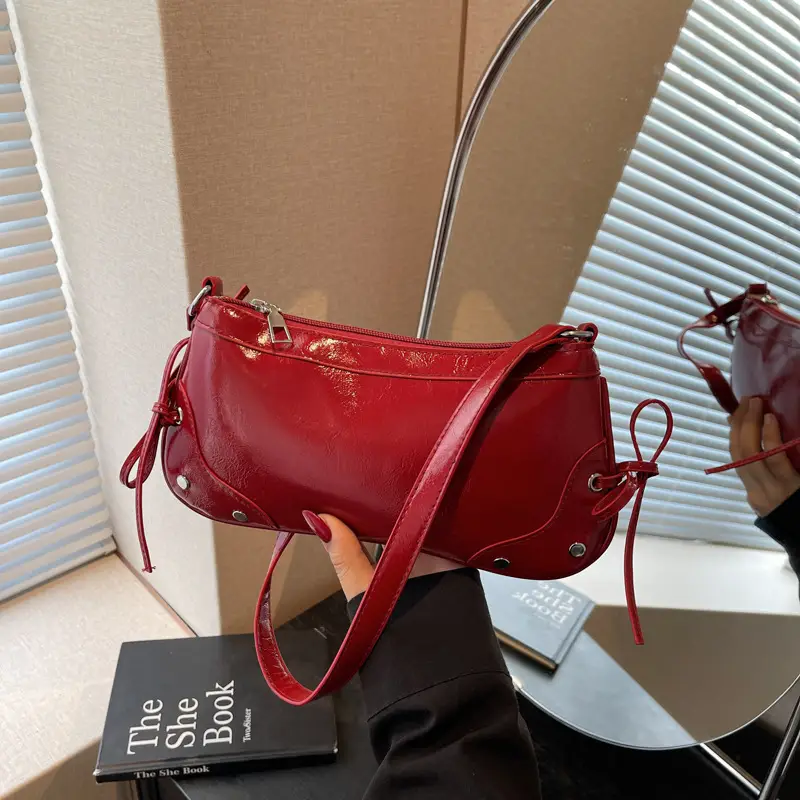 Silver Bow Underarm Bag Women 2025 New Style - Image 2