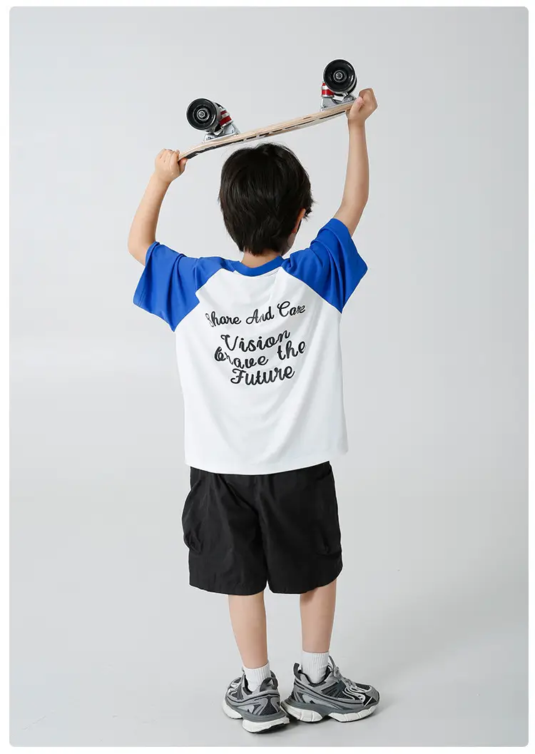 Kids Korean Style Raglan Sleeve T-Shirt Green Black — feature 11