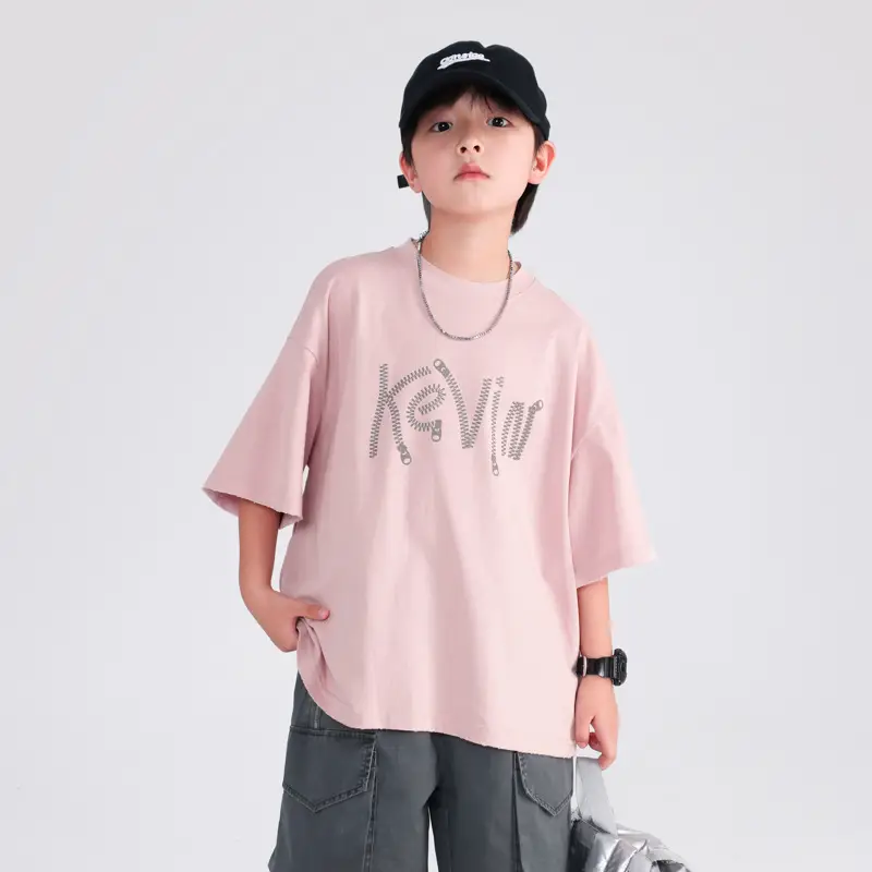 Boys Summer Pink Cotton T-Shirt 2025 Korean Style - Image 4