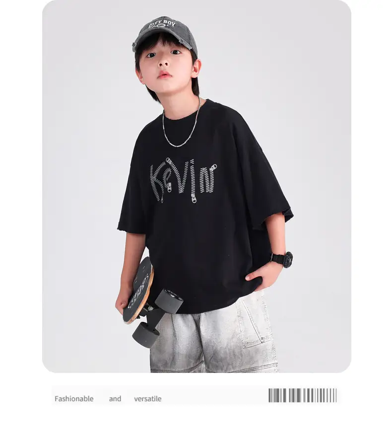 Boys Summer Pink Cotton T-Shirt 2025 Korean Style — feature 19