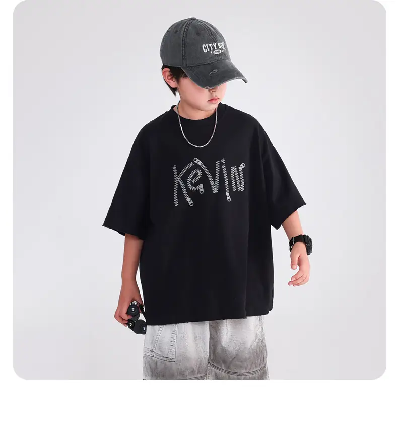 Boys Summer Pink Cotton T-Shirt 2025 Korean Style — feature 21