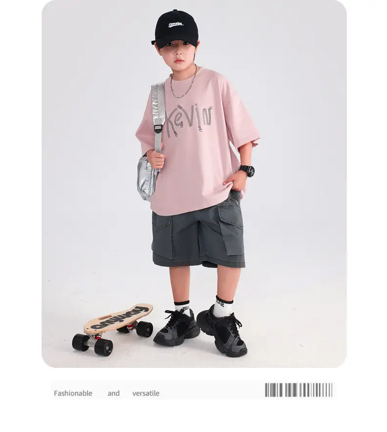 Boys Summer Pink Cotton T-Shirt 2025 Korean Style — feature 23