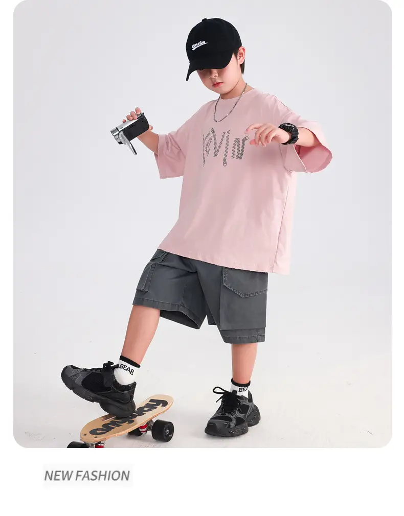 Boys Summer Pink Cotton T-Shirt 2025 Korean Style — feature 24