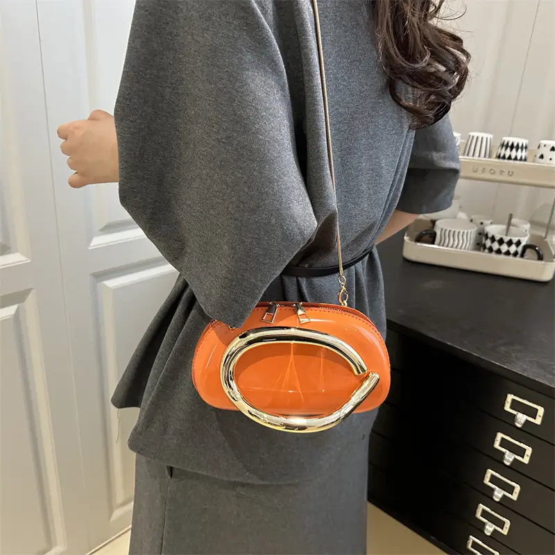 Red Korean Style Crossbody Bag with Gold Chain - Image 15