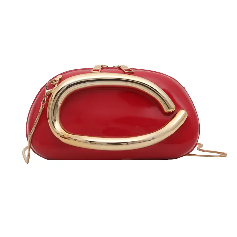 Red Korean Style Crossbody Bag with Gold Chain - Image 17