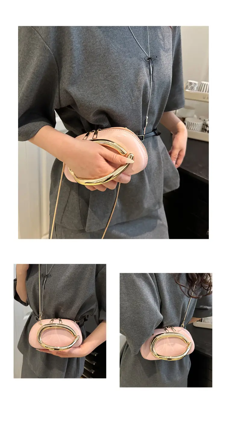 Red Korean Style Crossbody Bag with Gold Chain — feature 25