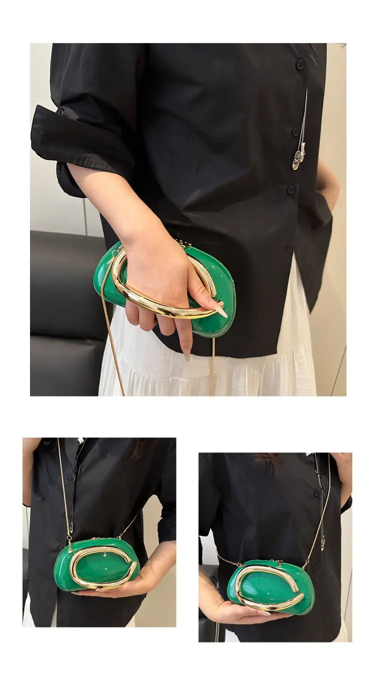 Red Korean Style Crossbody Bag with Gold Chain — feature 28