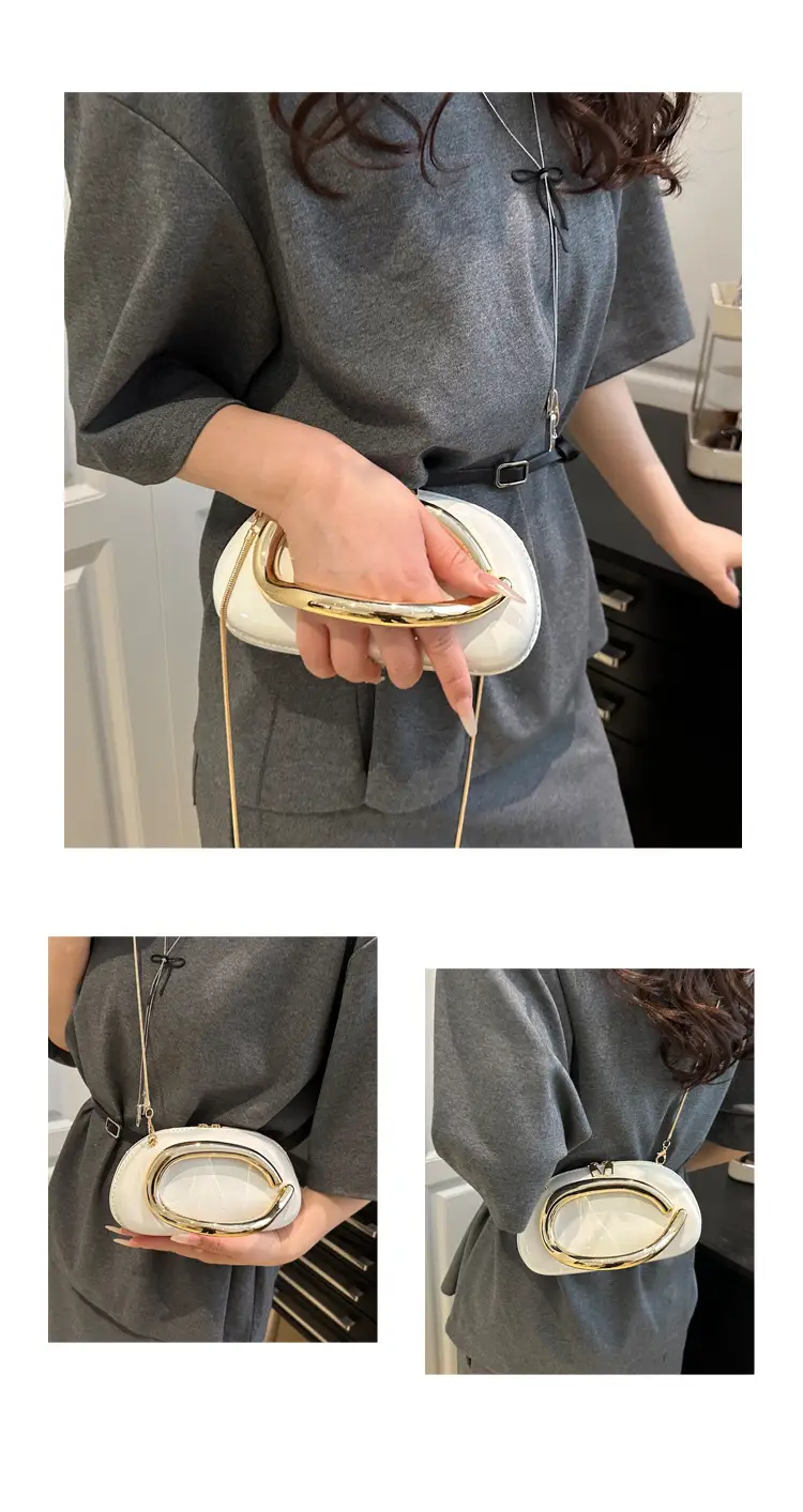 Red Korean Style Crossbody Bag with Gold Chain — feature 33