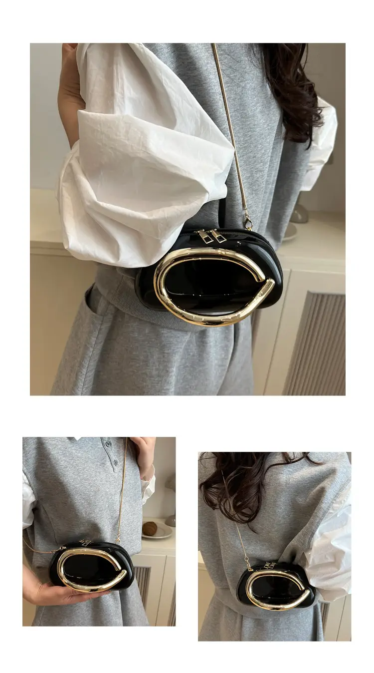 Red Korean Style Crossbody Bag with Gold Chain — feature 34