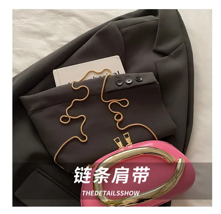 Red Korean Style Crossbody Bag with Gold Chain — feature 6