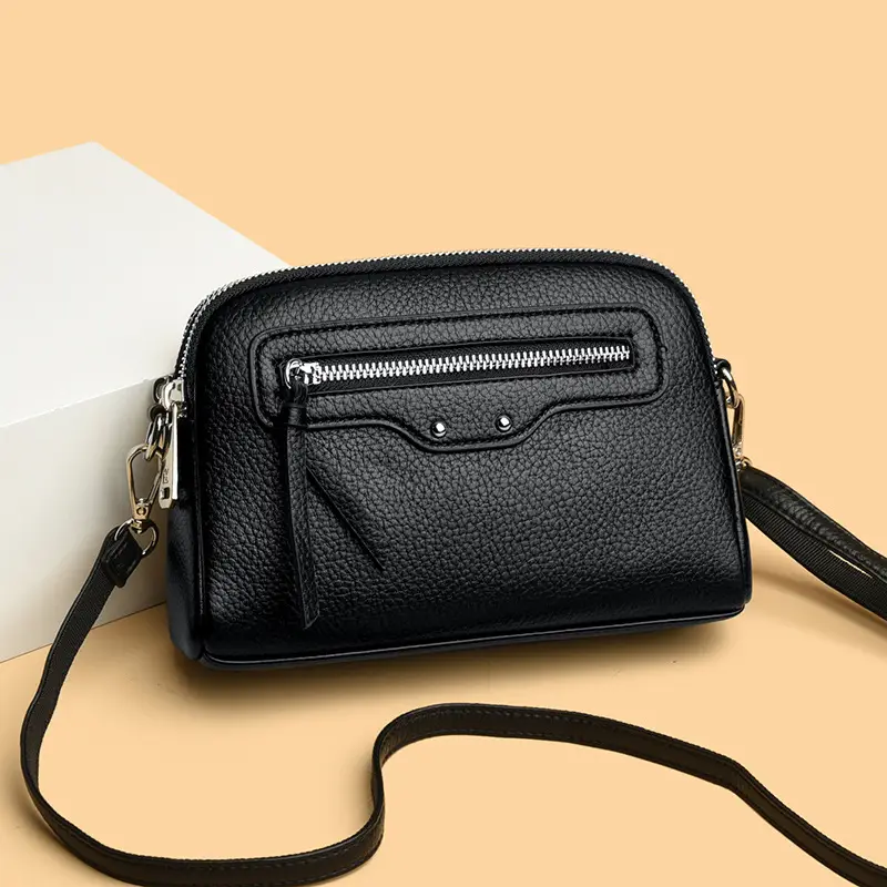 Black Women's Crossbody Phone Bag with Zip Pocket - Image 5