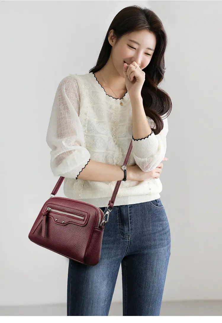 Black Women's Crossbody Phone Bag with Zip Pocket — feature 14