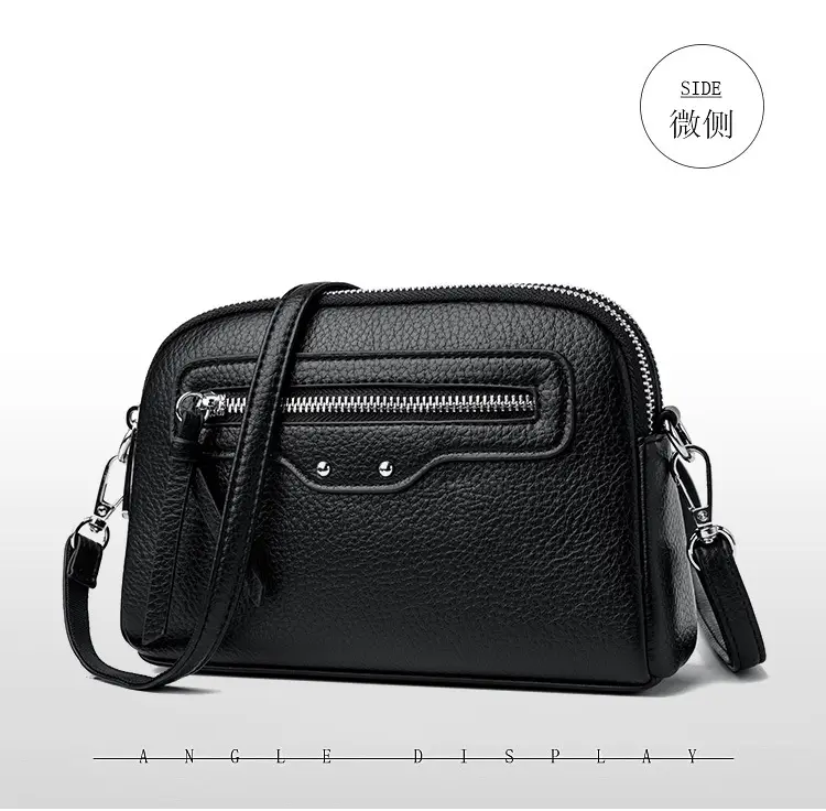 Black Women's Crossbody Phone Bag with Zip Pocket — feature 17