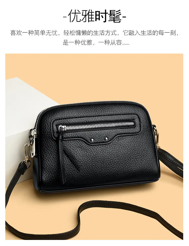 Black Women's Crossbody Phone Bag with Zip Pocket — feature 8