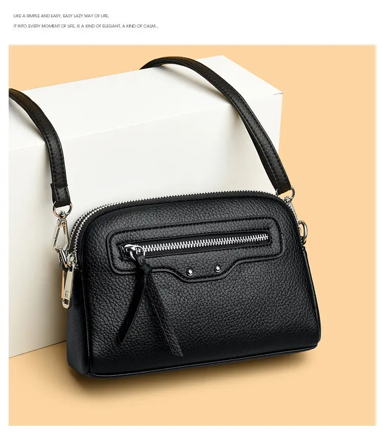 Black Women's Crossbody Phone Bag with Zip Pocket — feature 9