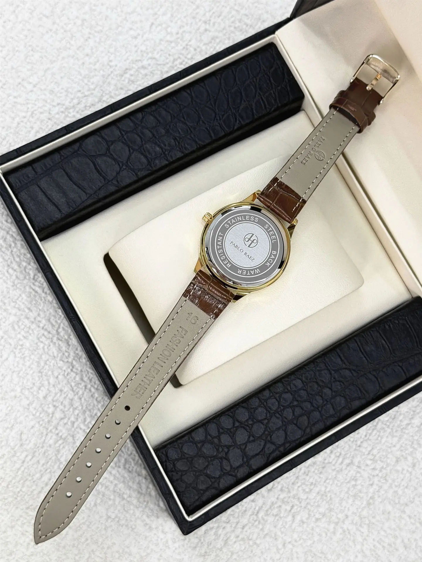 Faux Diamond Watch for Women Brown Leather Strap — feature 13
