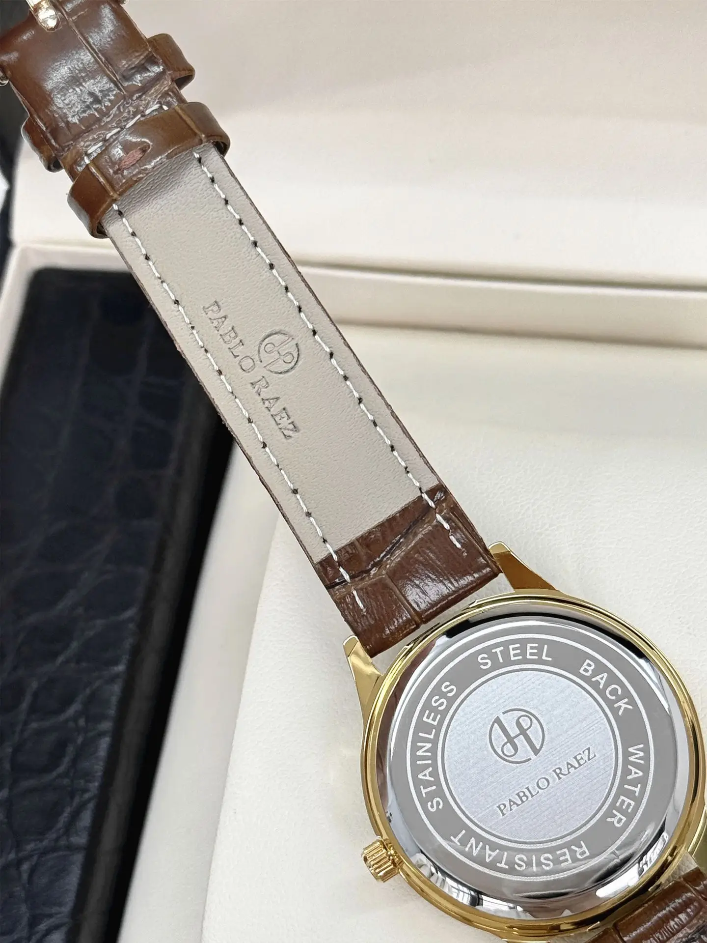 Faux Diamond Watch for Women Brown Leather Strap — feature 14