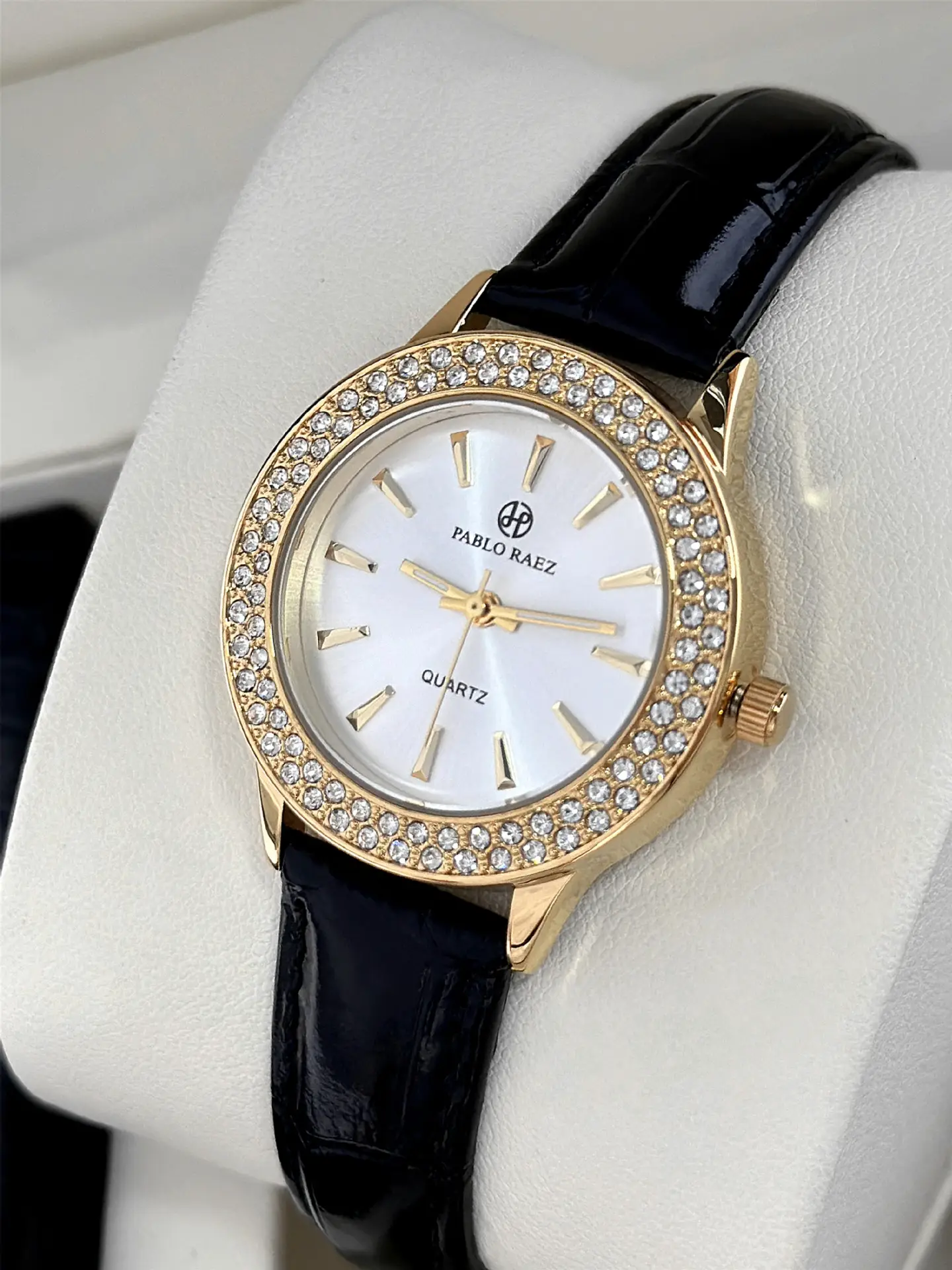 Faux Diamond Watch for Women Brown Leather Strap — feature 19