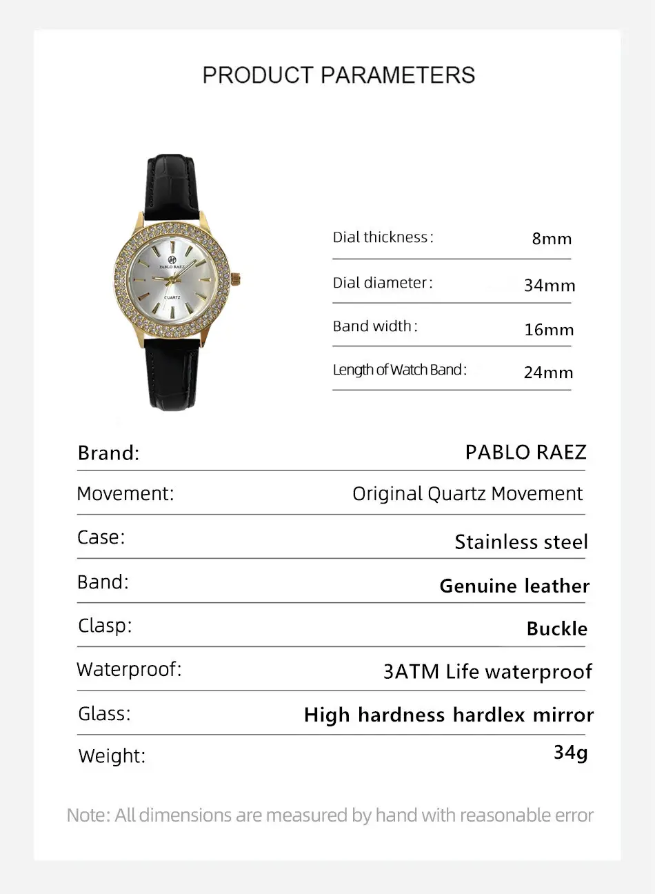Faux Diamond Watch for Women Brown Leather Strap — feature 22