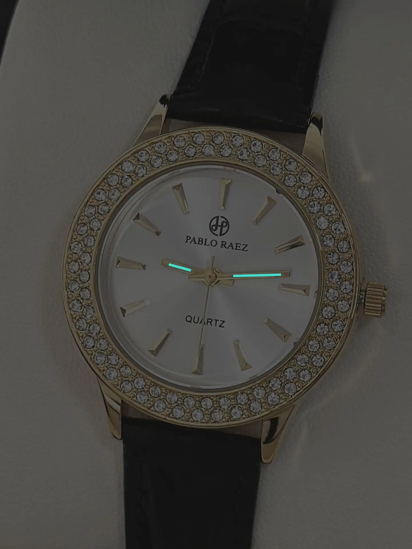 Faux Diamond Watch for Women Brown Leather Strap — feature 6