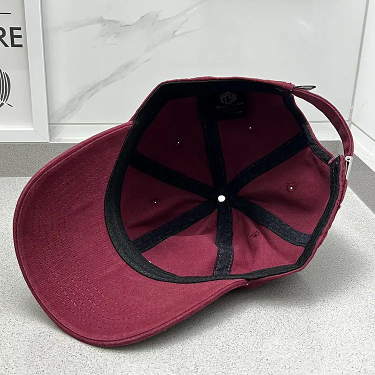 Dime Embroidered Baseball Caps White Maroon — feature 13