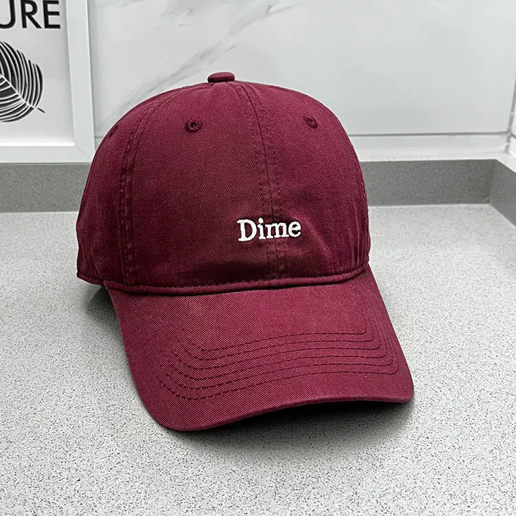 Dime Embroidered Baseball Caps White Maroon — feature 29