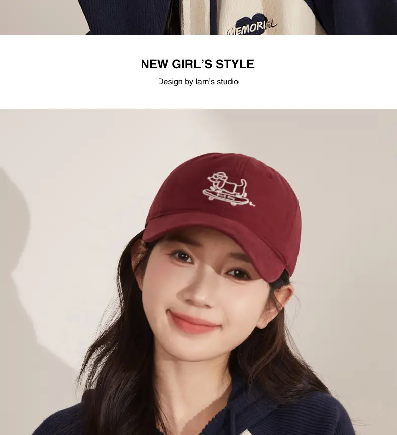 Navy Blue Skateboard Puppy Cap for Women — feature 5